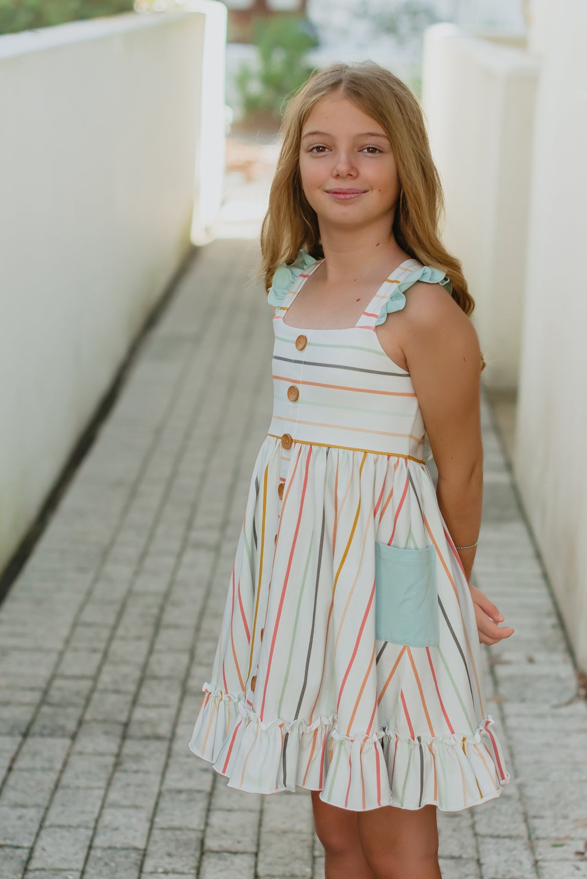 INDIE BLUE Dresses Bree Crossback Dress (color stripes) FINAL SALE