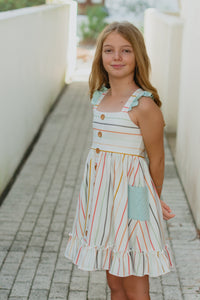 INDIE BLUE Dresses Bree Crossback Dress (color stripes) FINAL SALE