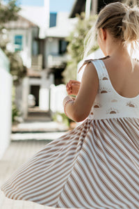 INDIE BLUE Dresses Liza Twirl Dress (ash stripe) FINAL SALE