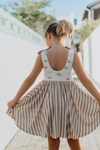 INDIE BLUE Dresses Liza Twirl Dress (ash stripe) FINAL SALE