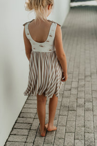 INDIE BLUE Dresses Liza Twirl Dress (ash stripe) FINAL SALE