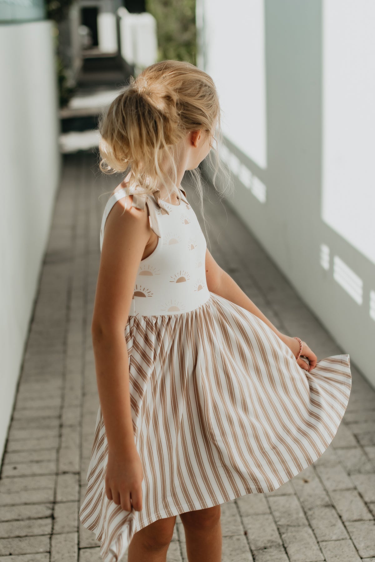 INDIE BLUE Dresses Liza Twirl Dress (ash stripe) FINAL SALE