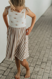 INDIE BLUE Dresses Liza Twirl Dress (ash stripe) FINAL SALE