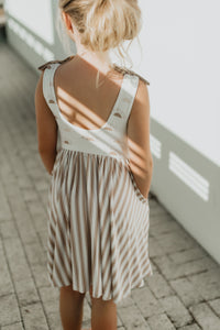 INDIE BLUE Dresses Liza Twirl Dress (ash stripe) FINAL SALE