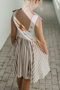 INDIE BLUE Dresses Liza Twirl Dress (ash stripe) FINAL SALE