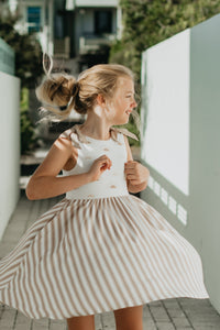 INDIE BLUE Dresses Liza Twirl Dress (ash stripe) FINAL SALE