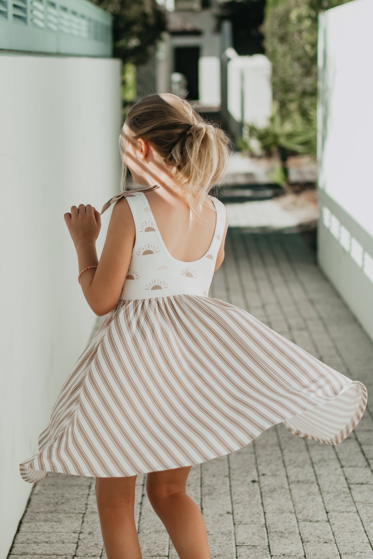 INDIE BLUE Dresses Liza Twirl Dress (ash stripe) FINAL SALE