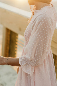 INDIE BLUE Women Women's Celine Dress (petal pink swiss dot)