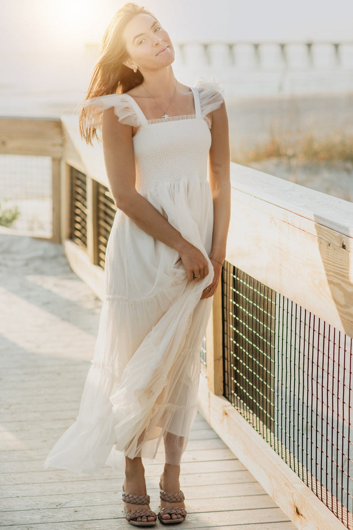 INDIE BLUE Women Women's Pia Dress (antique ivory tulle)