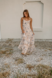 INDIE BLUE Women Women's Wendy Dress (floral blue chiffon)