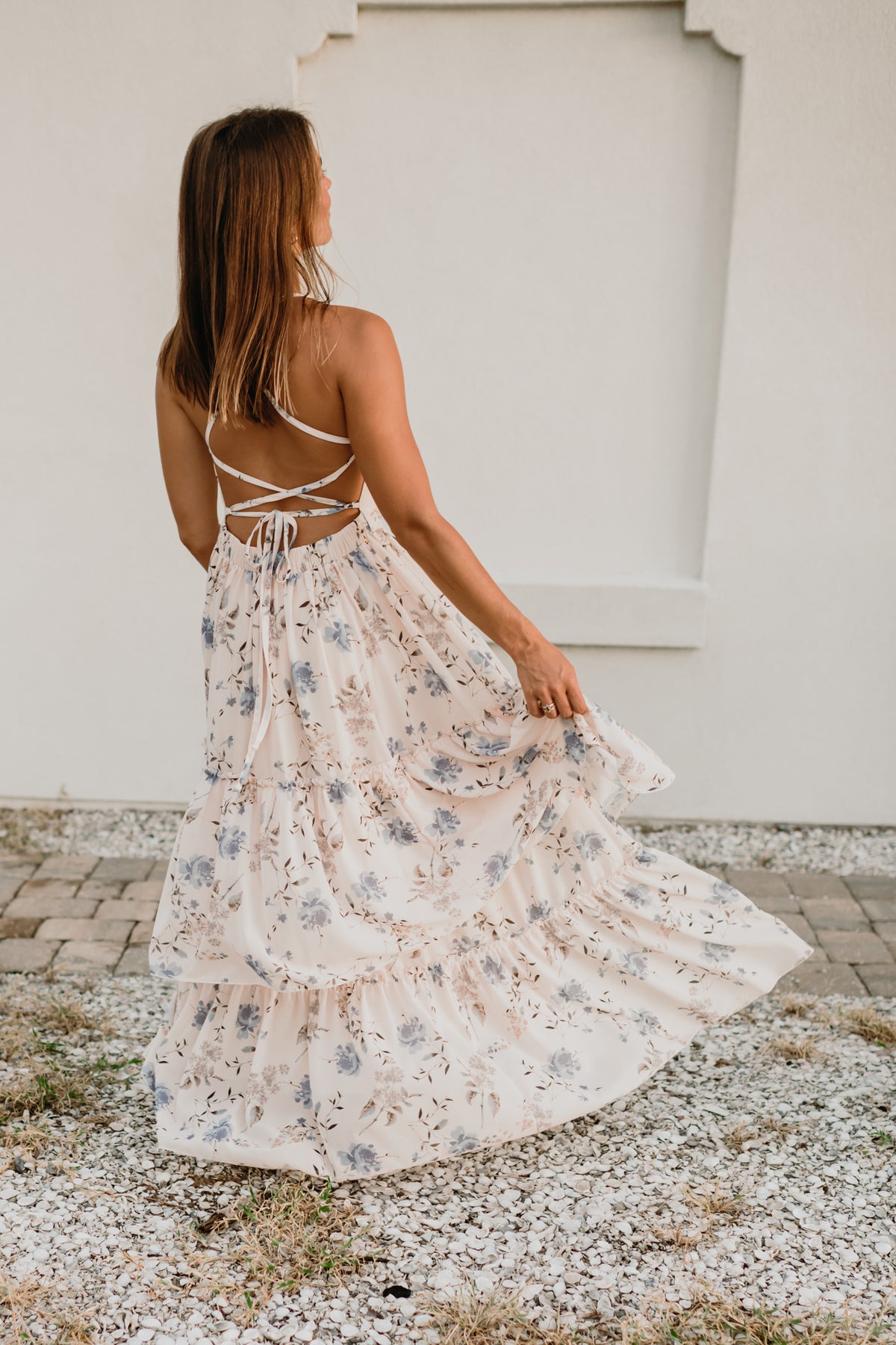 INDIE BLUE Women Women's Wendy Dress (floral blue chiffon)