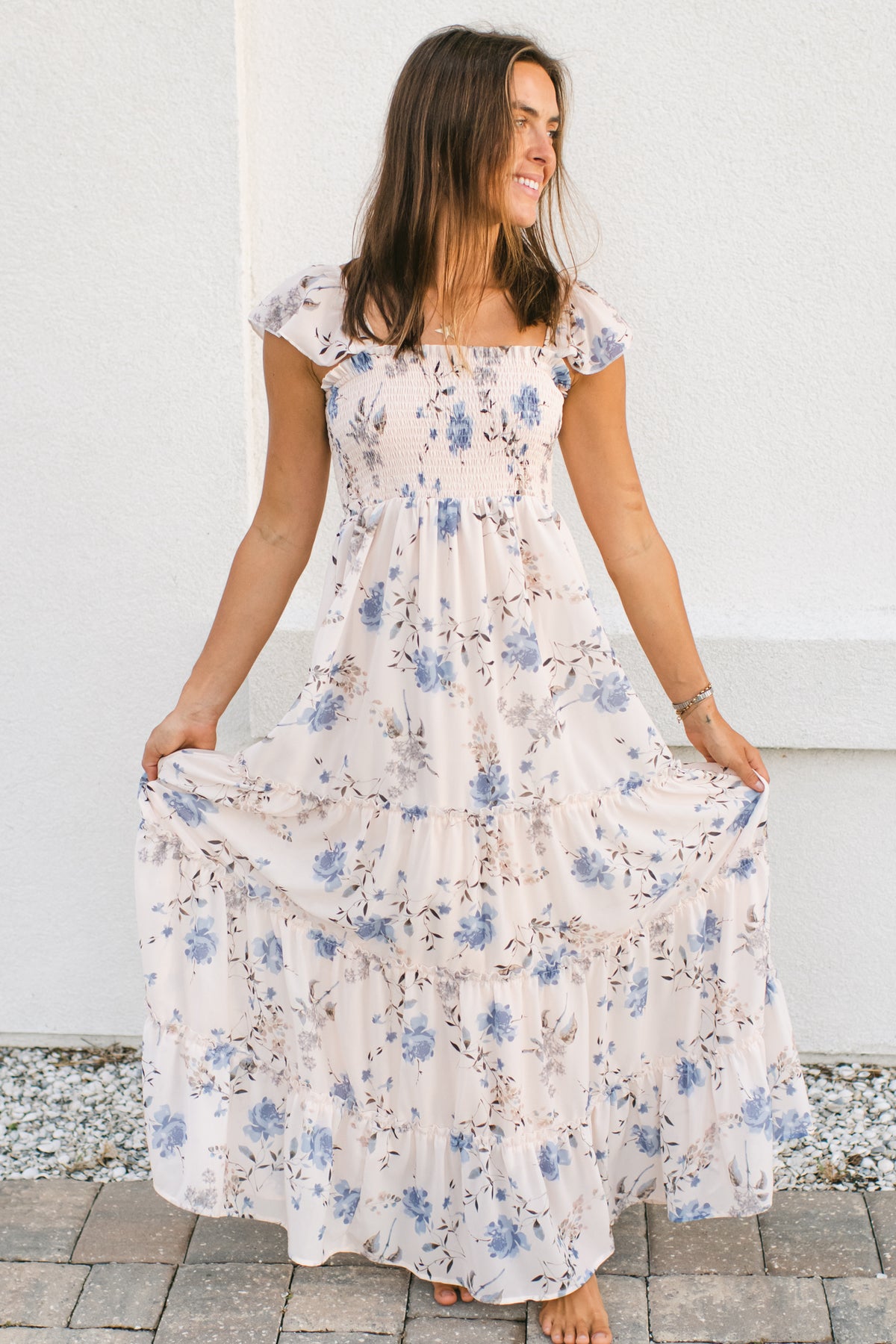 INDIE BLUE Women Women's Marabella Dress (floral blue chiffon)