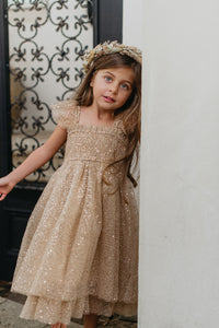 INDIE BLUE Dresses Juliet Dress (sequin gold tulle)