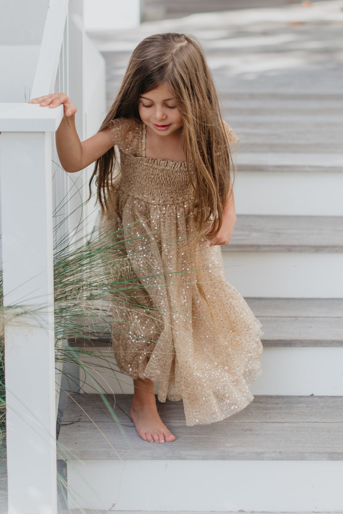 INDIE BLUE Dresses Juliet Dress (sequin gold tulle)