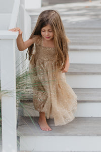 INDIE BLUE Dresses Juliet Dress (sequin gold tulle)
