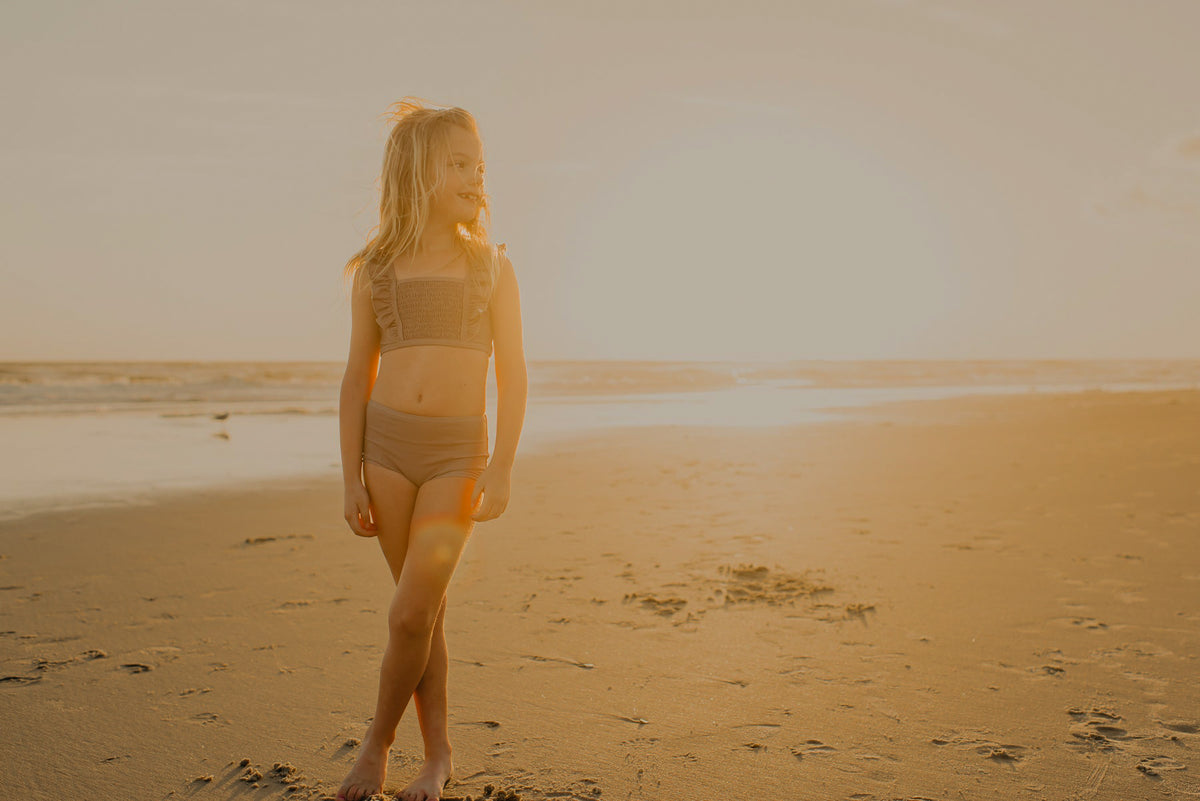 INDIE BLUE SWIM Smocked Ruffle Set (ash) FINAL SALE