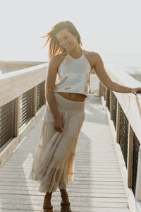 INDIE BLUE Women Women's Faye Halter (natural sequin)