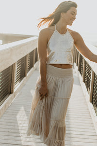 INDIE BLUE Women Women's Faye Halter (natural sequin)