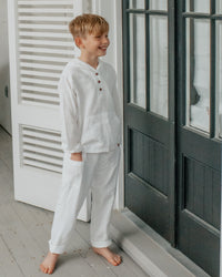 INDIE BLUE Boys Finn Pants (white muslin)