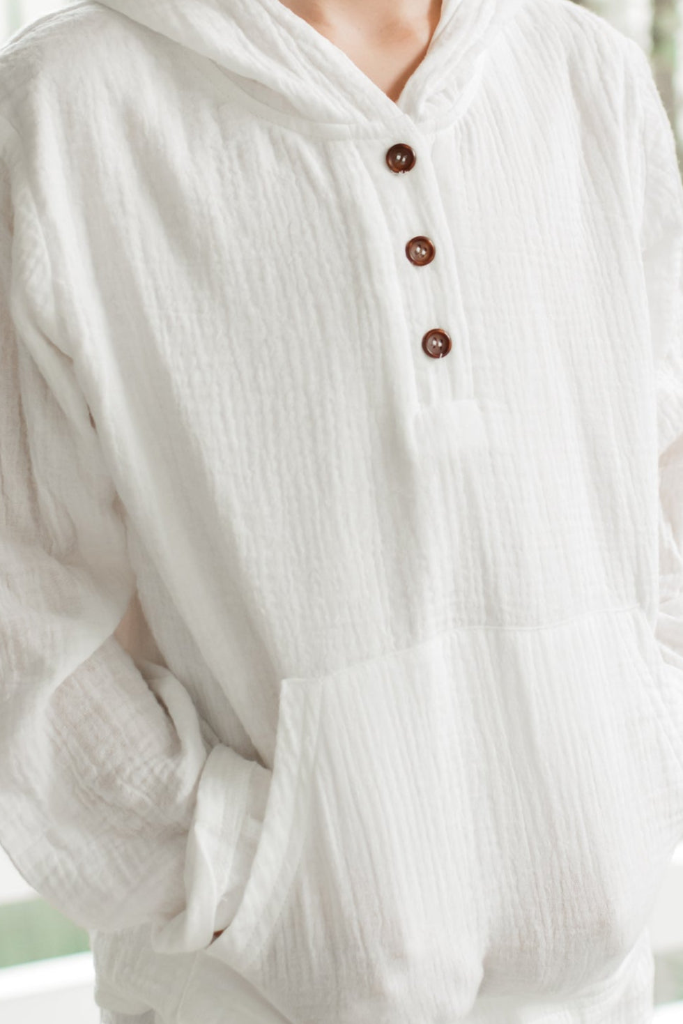 INDIE BLUE Boys Knox Hoodie (white muslin)