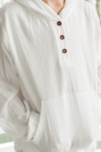 INDIE BLUE Boys Knox Hoodie (white muslin)