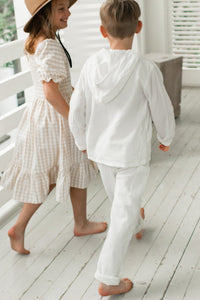 INDIE BLUE Boys Knox Hoodie (white muslin)