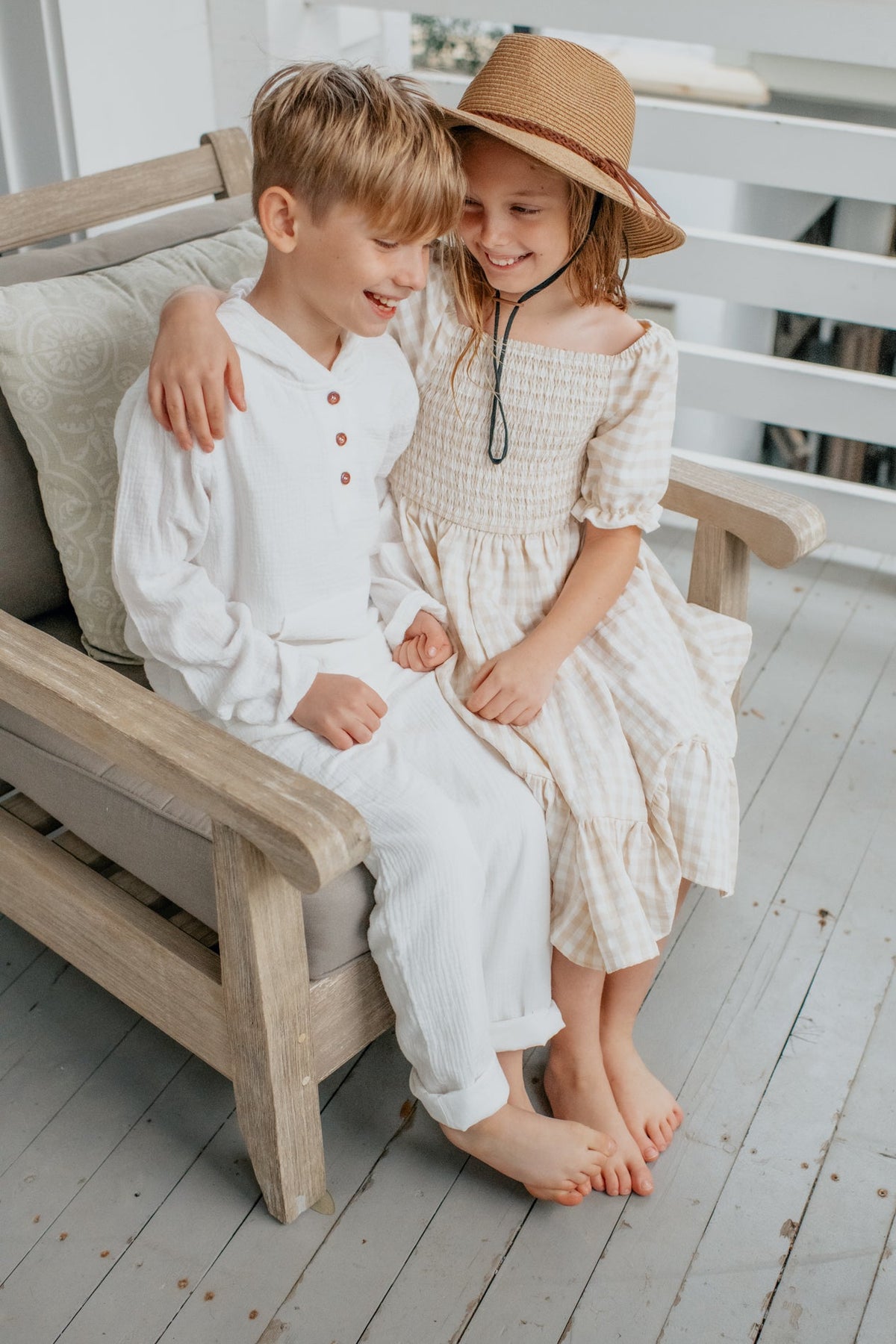 INDIE BLUE Boys Knox Hoodie (white muslin)