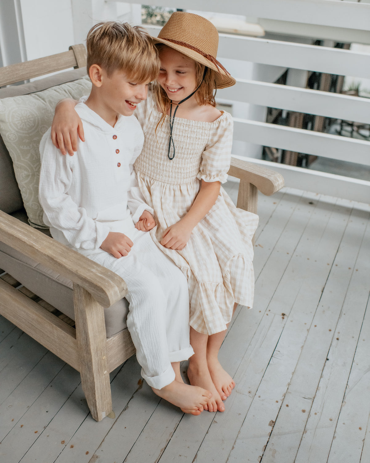 INDIE BLUE Boys Finn Pants (white muslin)