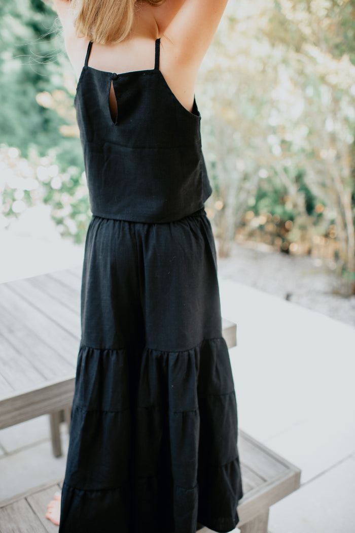 INDIE BLUE Separates Cassie Top (black soft linen)
