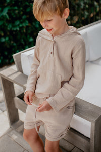 INDIE BLUE Boys Knox Shorts (latte muslin)