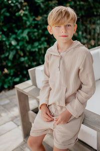 INDIE BLUE Boys Knox Shorts (latte muslin)