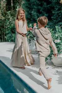 INDIE BLUE Boys Knox Hoodie (latte muslin)