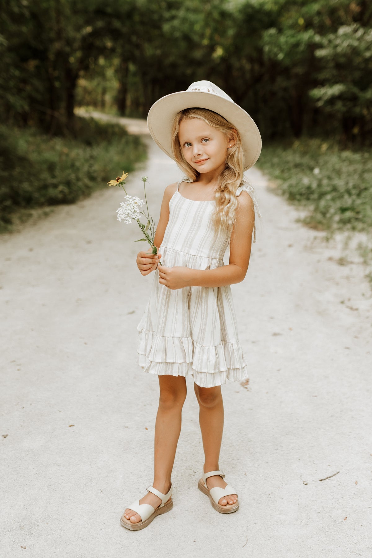 INDIE BLUE Dresses Everleigh Dress (desert stripe linen)