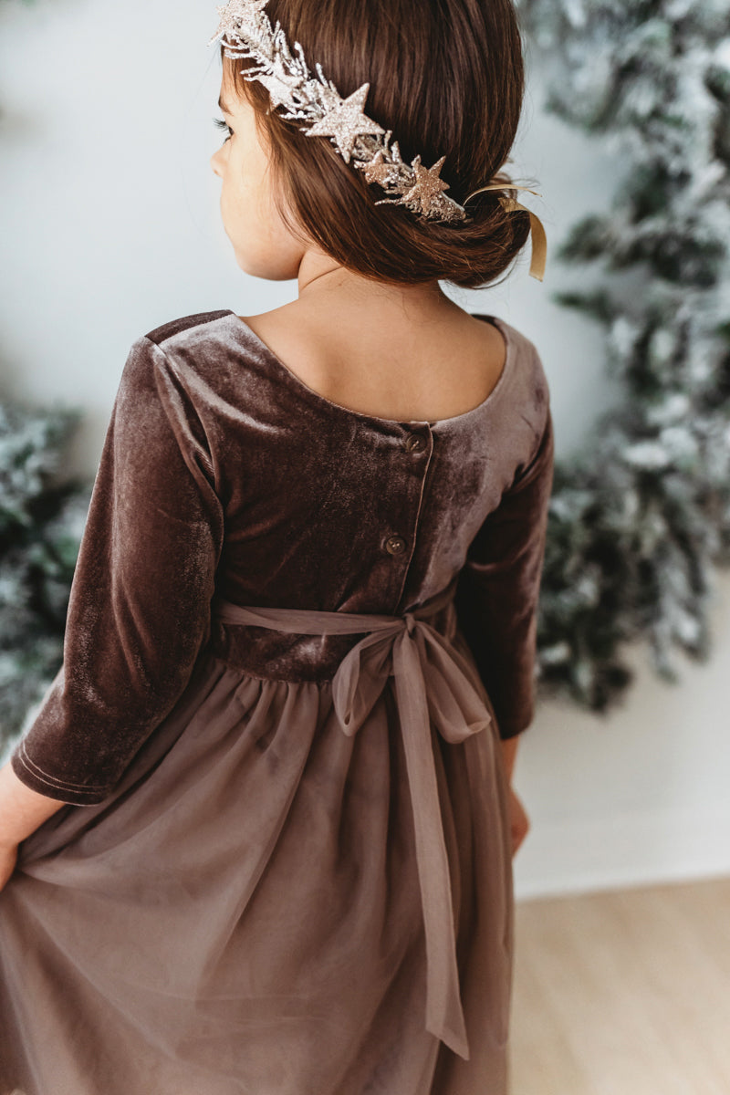 INDIE BLUE Dresses Gracie Dress (mocha velvet tulle)