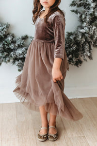 INDIE BLUE Dresses Gracie Dress (mocha velvet tulle)