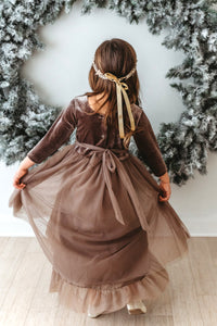 INDIE BLUE Dresses Gracie Dress (mocha velvet tulle)