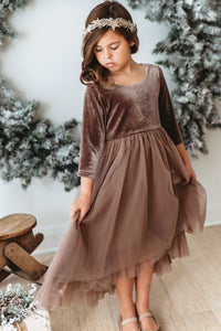 INDIE BLUE Dresses Gracie Dress (mocha velvet tulle)
