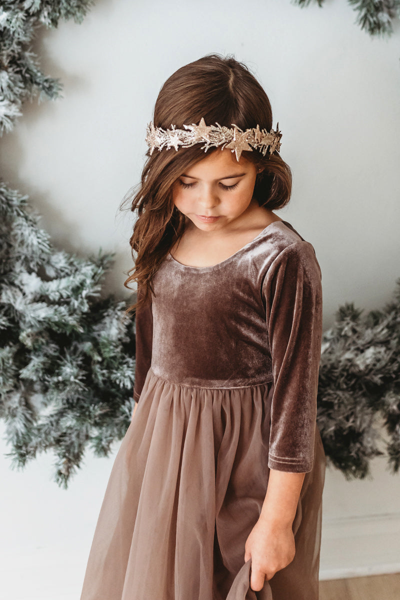 INDIE BLUE Dresses Gracie Dress (mocha velvet tulle)