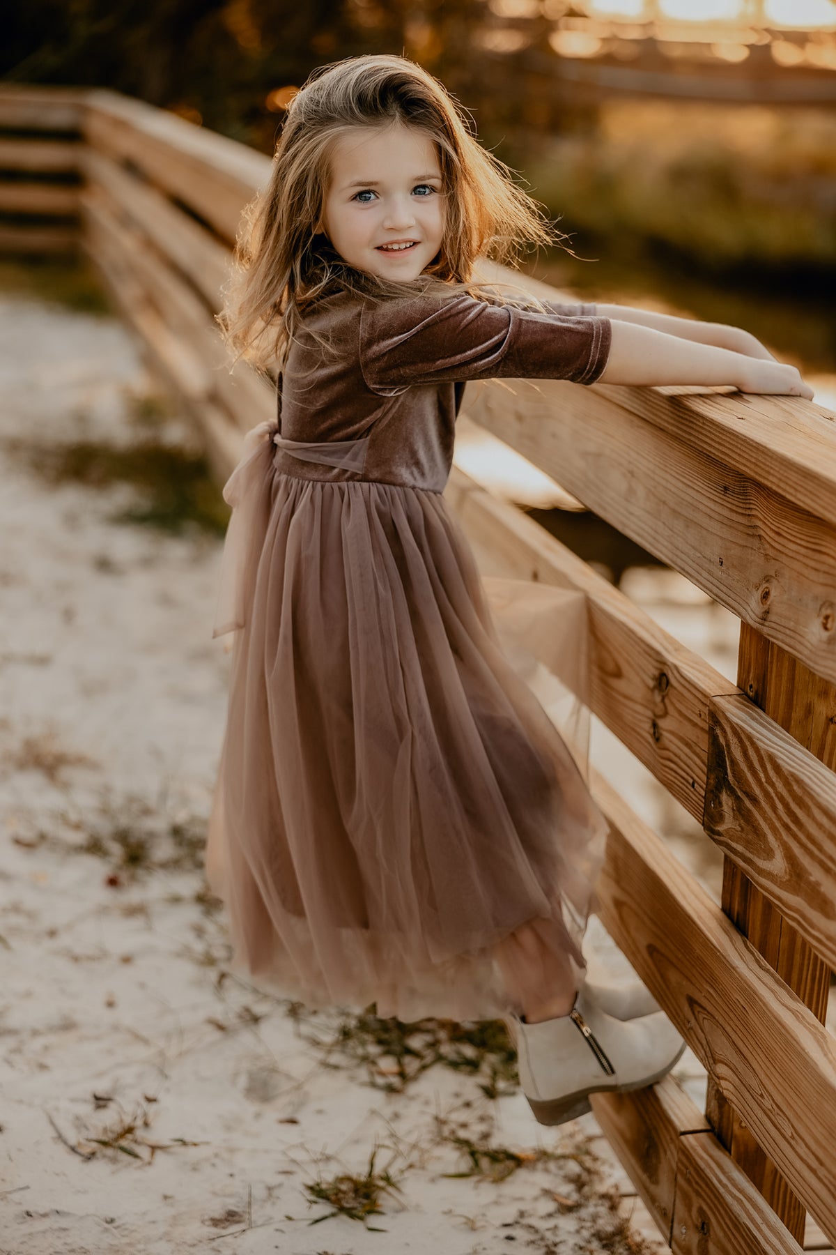 INDIE BLUE Dresses Gracie Dress (mocha velvet tulle)