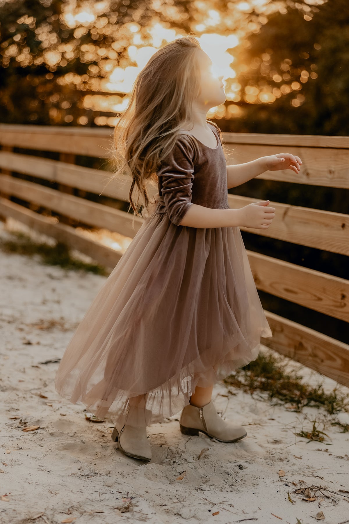 INDIE BLUE Dresses Gracie Dress (mocha velvet tulle)