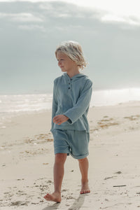 INDIE BLUE Boys Knox Hoodie (soft teal muslin)