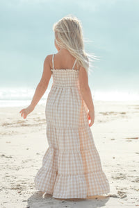 INDIE BLUE Dresses Stella Maxi (tan gingham)