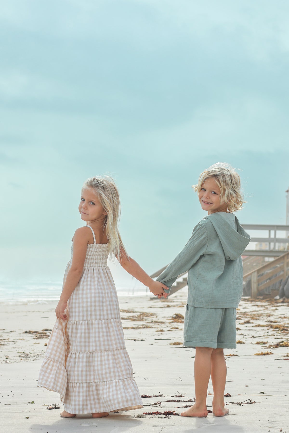 INDIE BLUE Dresses Stella Maxi (tan gingham)