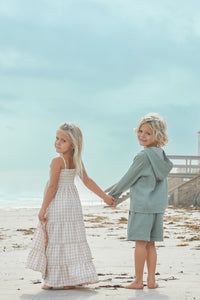 INDIE BLUE Dresses Stella Maxi (tan gingham)