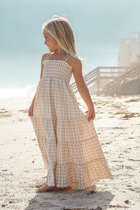INDIE BLUE Dresses Stella Maxi (tan gingham)
