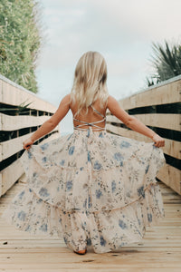 INDIE BLUE Dresses Wendy Dress (floral blue chiffon)