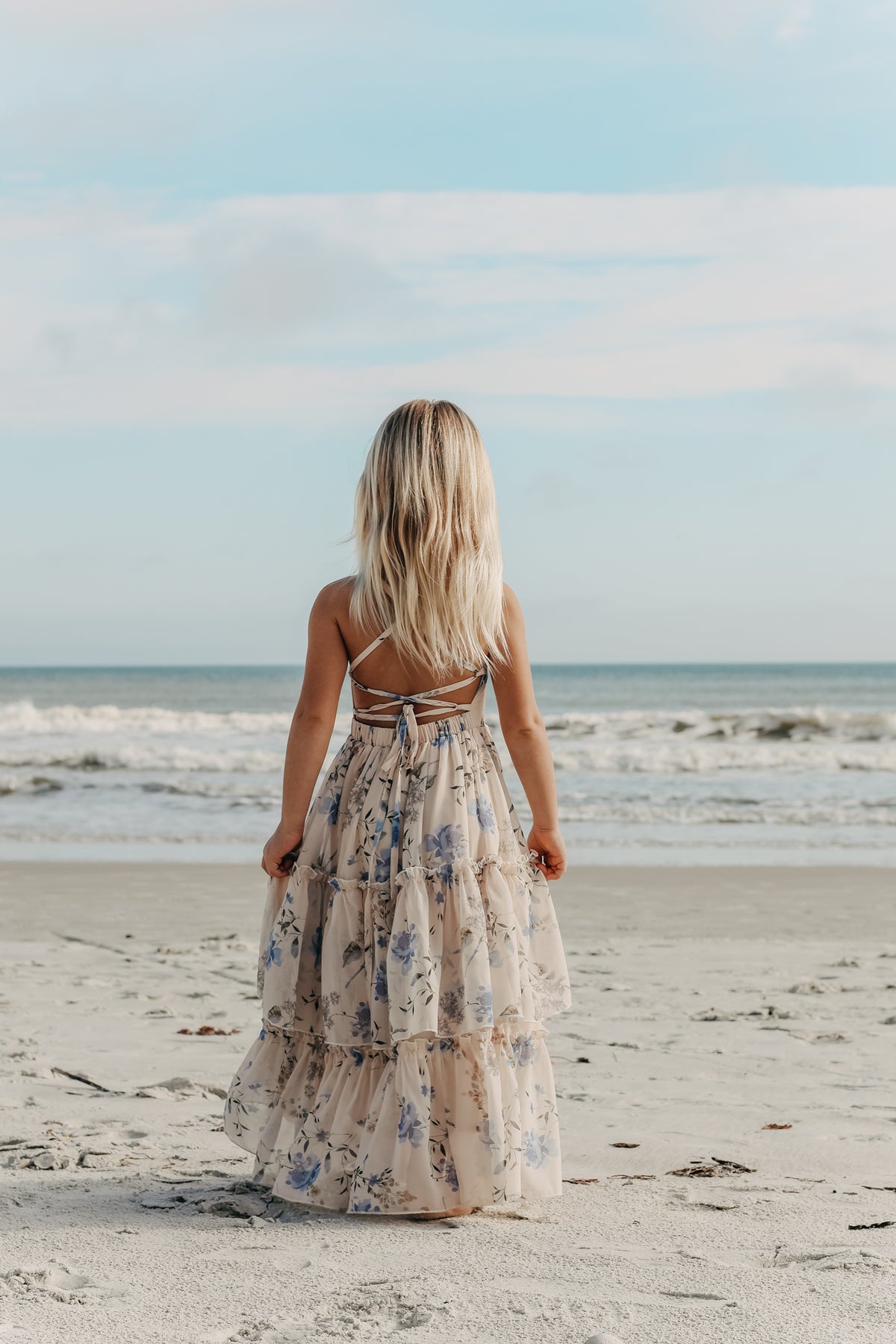 INDIE BLUE Dresses Wendy Dress (floral blue chiffon)