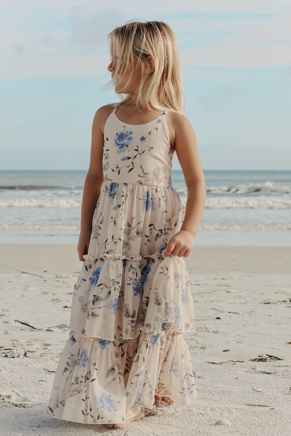 INDIE BLUE Dresses Wendy Dress (floral blue chiffon)
