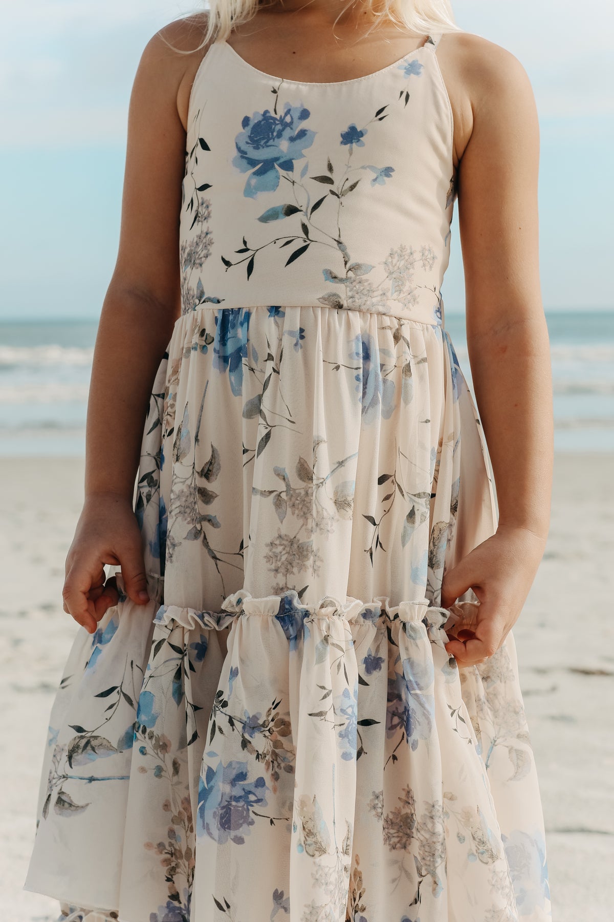 INDIE BLUE Dresses Wendy Dress (floral blue chiffon)