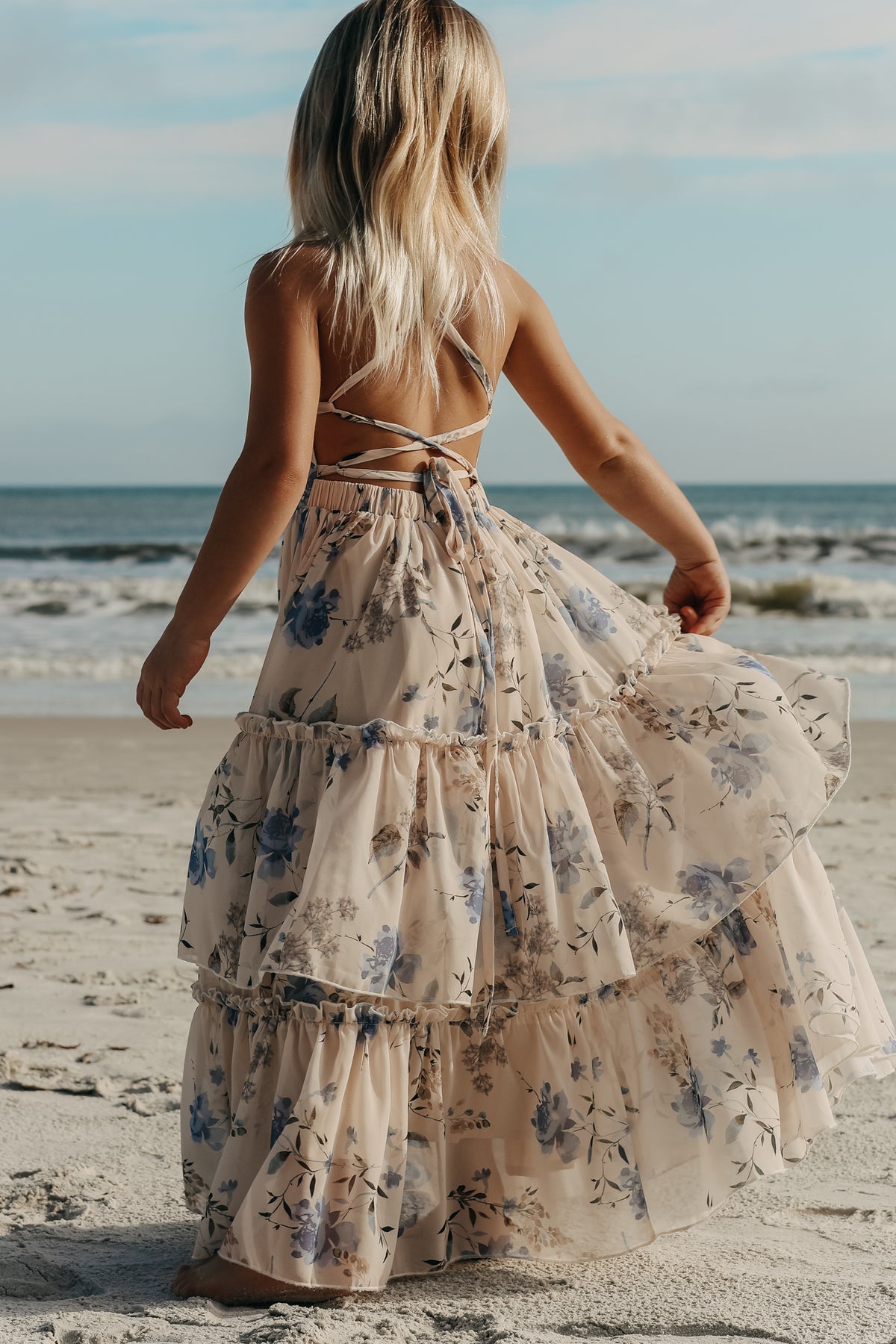 INDIE BLUE Dresses Wendy Dress (floral blue chiffon)